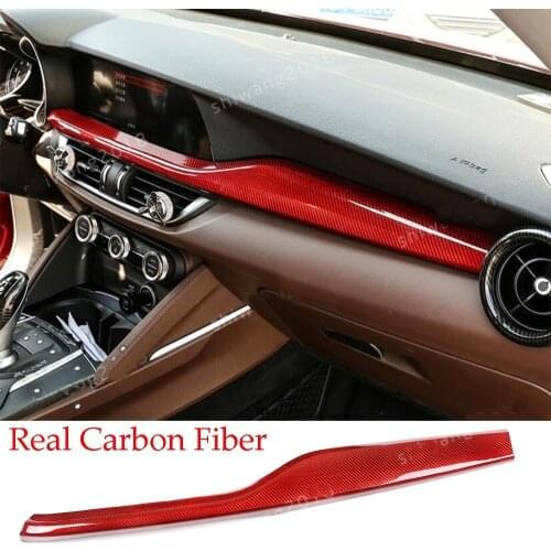 Real Carbon Fiber Central Control Dashboard Cover For Alfa Romeo Stelvio 2017-2020