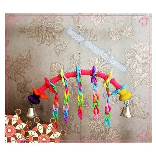 For Pet birds pure natural wooden toy stand wear bell cage accessories