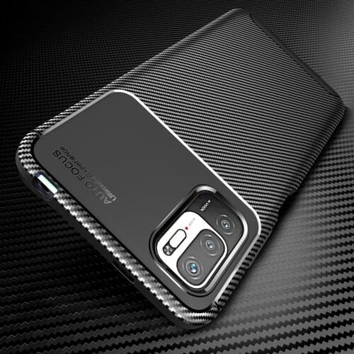 For Xiaomi Redmi Note 10 Pro Max 5G POCO M3 Pro Phone Case Luxury Shockproof Carbon Fiber Soft Case Cover