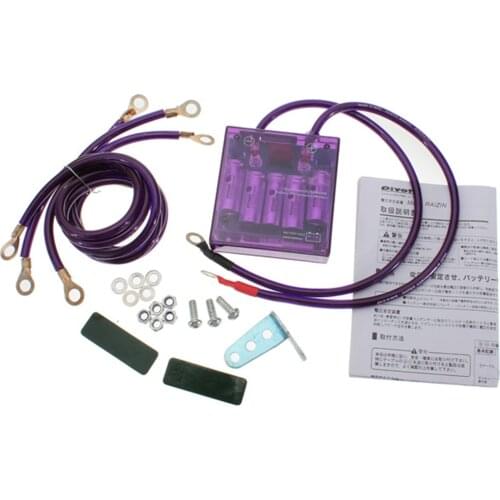HOT!!! Universal Car Fuel Saver Mega RAIZIN Volt Stabilizer With Ground 5 Wires Digisplay and LED display Purple COLOR type 90