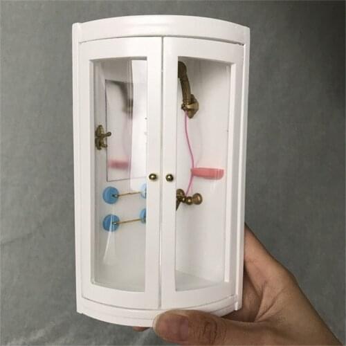 Doub K 1:12 Furniture toy Miniature white Wooden Shower room bathroom household pretend play toys for girls dollhouse doll
