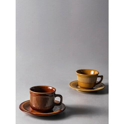 Stoneware Color glaze Coffee Cup European Style Small Luxury Retro Tea Cups Set Exquisite Afternoon Tea Vintage Espresso Cup