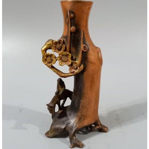 China brass plum blossom Pen holder crafts statue