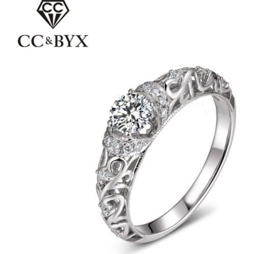 CC Rings For Women Cubic Zirconia Vintage Jewelry Baroque Pattern Ball Hollow Ring Bridal Wedding Bijoux Drop Shipping CC2257