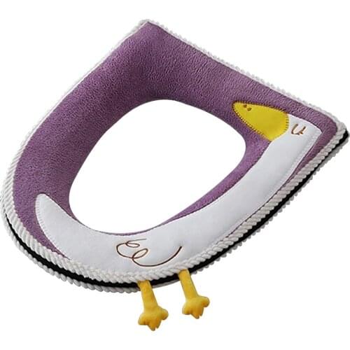 Mat Bathroom Accessories Zipper Cartoon Toilet Seat Cover Cushion Soft Warm With Handle Home Decor Closestool Universal Washable