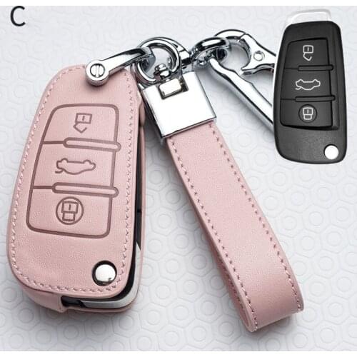 Leather Car Key Case Auto Key Protect Cover for Audi C6 A7 A8 R8 A6 A3 A4 A5 Q7 Car Holder Shell Colorful Car-Styling Accessorie