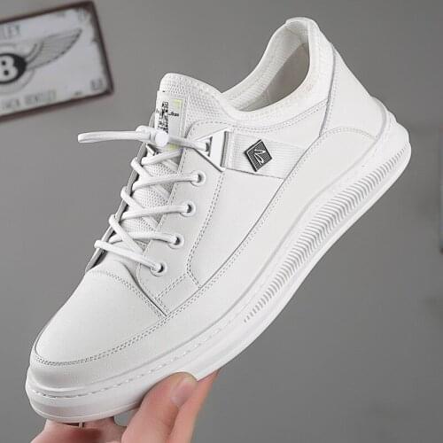 Casual Genuine Leather Shoes Men Platform White Shoes 2021 Autumn Soft Bottom Non Slip Sneakers Man New Breathable Running Shoe
