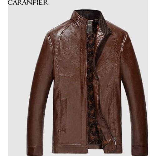 CARANFIER 2018 New Mens PU Jackets Motorcycle Coats Stand Collar Outerwear Slim Fit Male Leather Coat Brand Clothing M-5XL