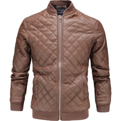 Novel Top quality PU Leather Jacket Autumn Winter British Style Motorcycle Leather Jacket Men Stand Zippers Coat Jacket Male