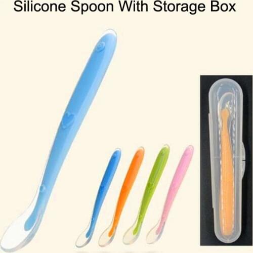Hot Sale Baby Soft Silicone Spoon Candy Color Temperature Sensing Spoon Children Food Baby Feeding Tools Infant Feeding Spoon