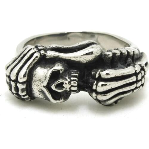 Small Skull Ring 316L Stainless Steel Men Boys Biker Ring Party Cocktail Ring