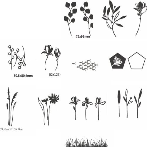 Alk Wild Floral Slim Plants Shape Metal Cutting Dies Stencil Scrapbook Album Embossing For Gift Card Making Handcrafts 2019 new