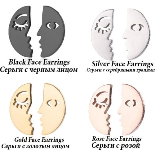 2020 New Wholesale Female Fashion Female Face Stainless Steel Earrings Fashion Golden Earrings Birthday Gift Boho