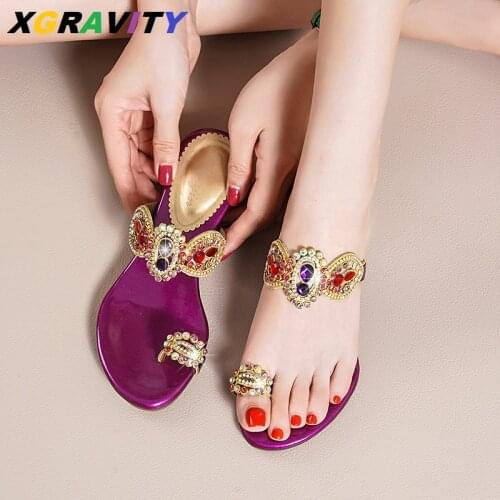 New Color Crystal Design Flat Shoes Elegant Rhinestone Stylish Women Flat Slides Female Leisure Sandals Outdoor Shoes Beach Shoe