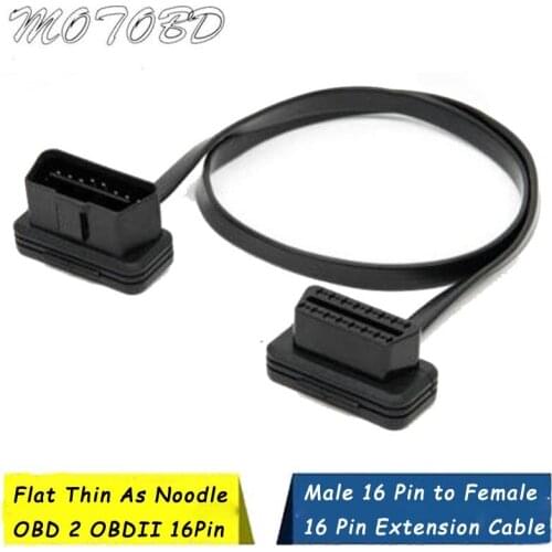 OBD TOOL Flat+Thin As Noodle 150cm OBD 2 OBDII OBD2 16Pin Male to Female ELM327 Diagnostic Extension Cable Connector