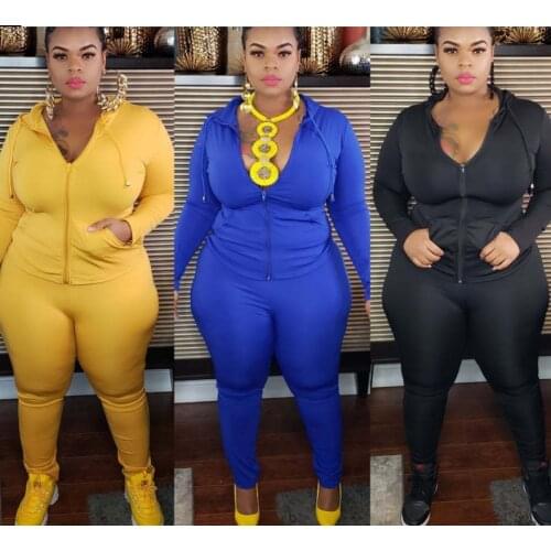 Plus Size Clothes XL-5XL Two Piece Set Women Zipper Up Top Leggings High Strech Fitness Outfitactive Wear Wholesale Dropshpping
