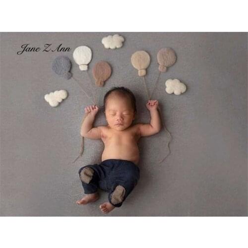 Jane Z Ann Ins creative new wool felt balloon star moon newborn photography prop multi colors clouds studio shooting accessories