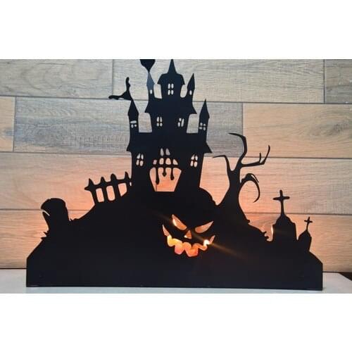 Pnr Decor Quadruble Halloween Chateau Castle Metal Candle Holder Candlestick