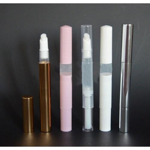 3ml Empty Refillable Bottles Empty Nail Oil Pen With Brush Tip Cosmetic Lip Gloss Tube Container Applicators Makeup Accessories