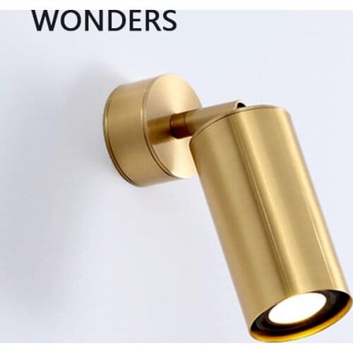 Nordic Adjustable brass LED bedroom bedside wall lamp Creative living room porch interior decoration golden wall light good бра