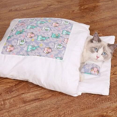 Warm Cat Sleeping Bag Removable Cat Bed Winter Warm Cat House Small Pet Bed SCVD889