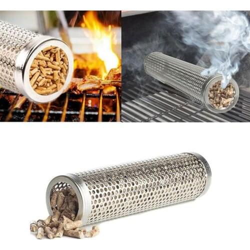 Kapmore 1pc Heat-Resistant Barbecue Pellet Smoker Tube Stainless Steel Grill Smoker Tube Grill Supplies BBQ Tools Accessories