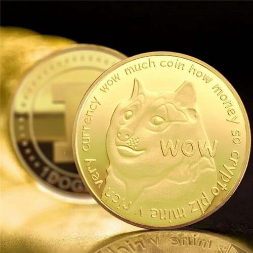 Creative Gold Plated Dogecoin Gold Silver Doge Commemorative Coins Collection Wow Dog Pattern Souvenir Home Decoration Crafts