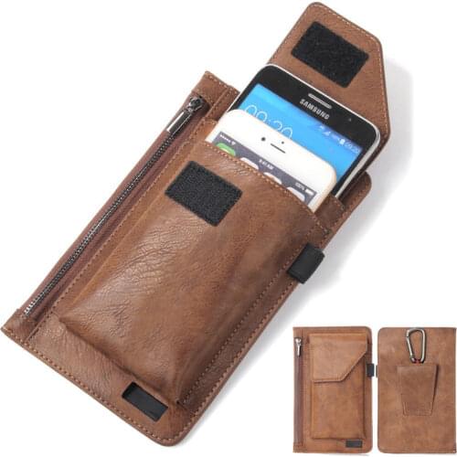 Universal Phone Pouch For iPhone Samsung Huawei Xiaomi Case PU Leather Cover Belt Clip Holster Bags with Card/Pen Holder Fundas