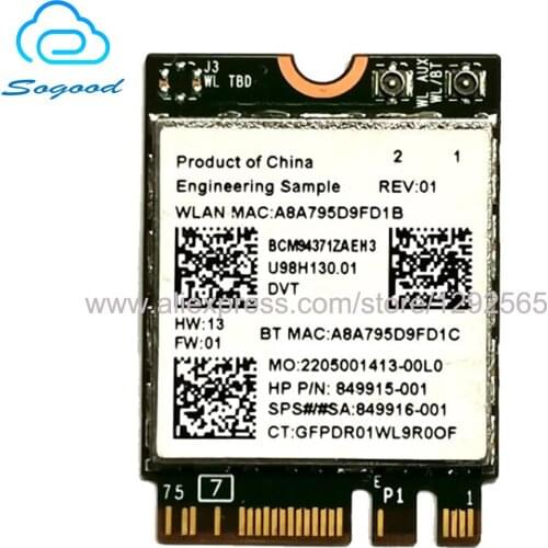WLAN card for Broadcom BCM94371ZAE 2.4G&5G BT4.1 802.11AC NGFF 867Mbps 849915-001 wireless network card for HP SPS 849916-001