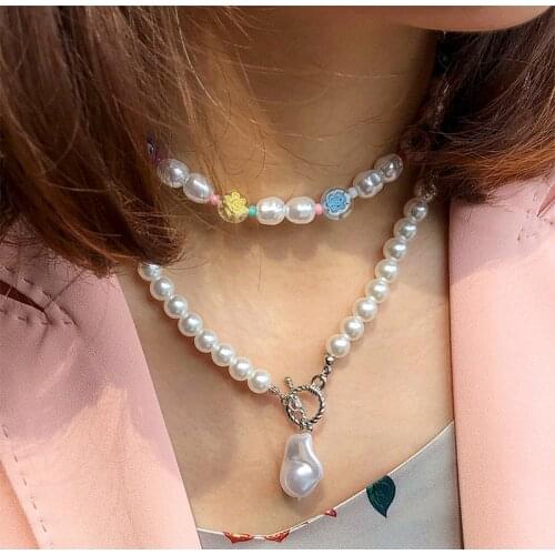 Fashion Sweet Colorful Handmade Glass Beaded Collar Seed Beads Strand Necklace Women Imitation Pearls String Beaded Short Choker