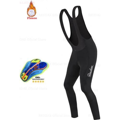 2021 Unisex Reflective LOGO Raudax Winter Cycling Bib Pants Black Thermal Fleece Pants Bicycle Riding Shorts Sport Running Pants
