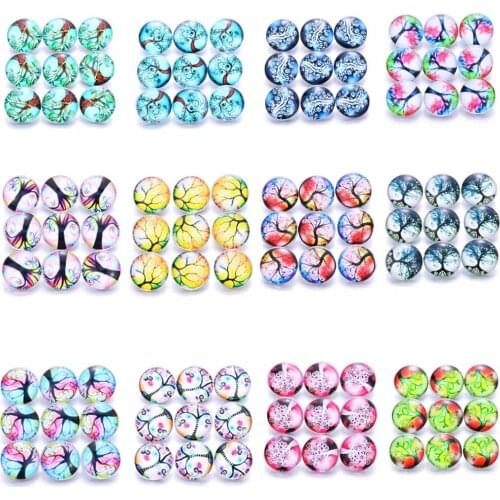 10pcs/lot New Glass Snap Jewelry Mixed Beautiful Pattern 18mm Glass Snap Buttons For DIY Snap Bracelet