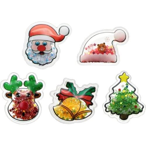 10pcs Christmas Santa Bell Shakers Quicksand Filler With Multicolor Sequins For Phone Case Decoration,DIY Hair Bow ,10Yc18994