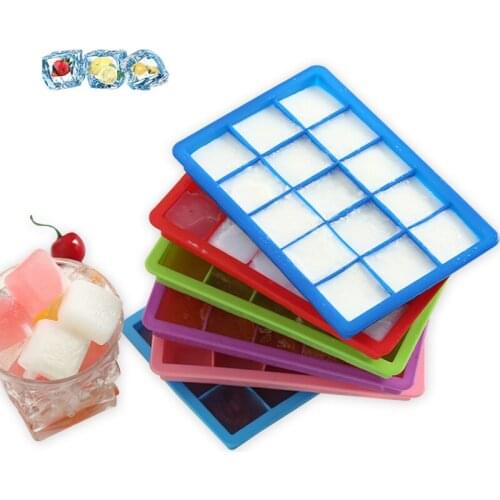 15 Grids Food Grade Silicone Ice Cream Tray With Lid Cover DIY Ice Cube Mold Square Shape Ice Cream Tubs Kitchen Bar Accessories