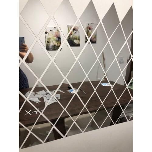 17/32/58Pcs DIY 3D Mirror Wall Stickers Diamonds Triangles Acrylic Wall Mirror Stickers for Kids Room Living Room Home Decor
