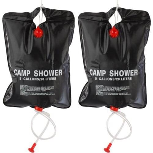 2 x 20L Camping Shower bag- Portable Solar Heated 5 Gallon/20 Litre Travel Shower bag - Black