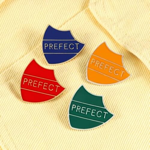 4 Colors Fashion Brooch Prefect Shield Badge Metal Enamel Pins Backpacks Accessories Bag Clothes Brooches Jewelry for Friends