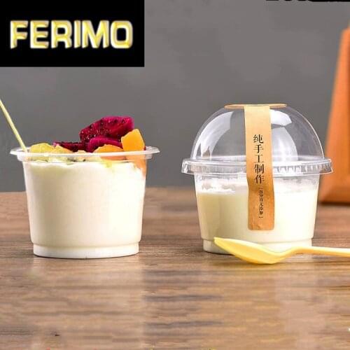 50pcs 300ml Disposable Mousse dessert cup with lid Portion Cups Condiment Cup for Sauce Yogurt Jelly Pudding Container