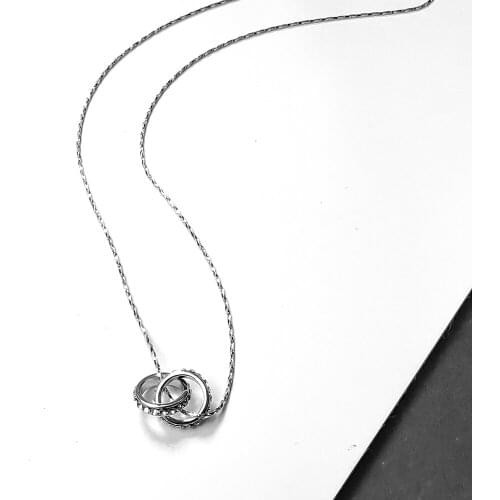 BAFFIN Silver Color Double Circles Necklaces & Pendants For Women Trendy Crystals Round Choker Christmas Gifts