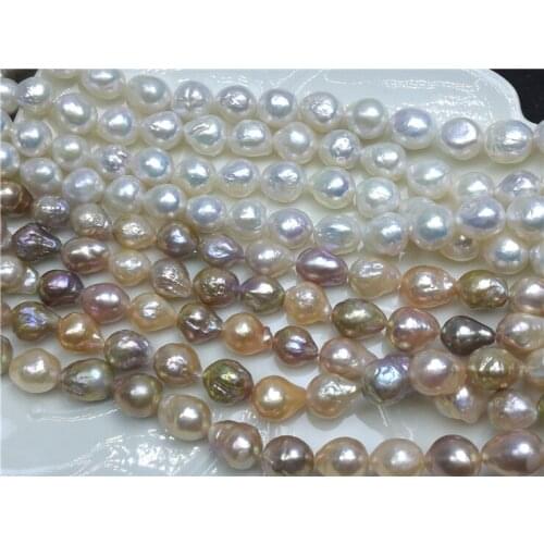 9-11mm Big Natural Baroque Pearl Necklace Real Freshwater Pearl Strand String 39cm Long