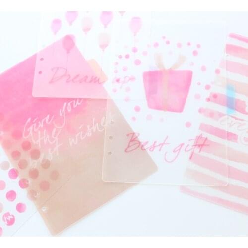 Domikee new cute cartoon 6 holes school binder PVC index divider stationery,fine cartoon student notebook bookmark set,A5A6