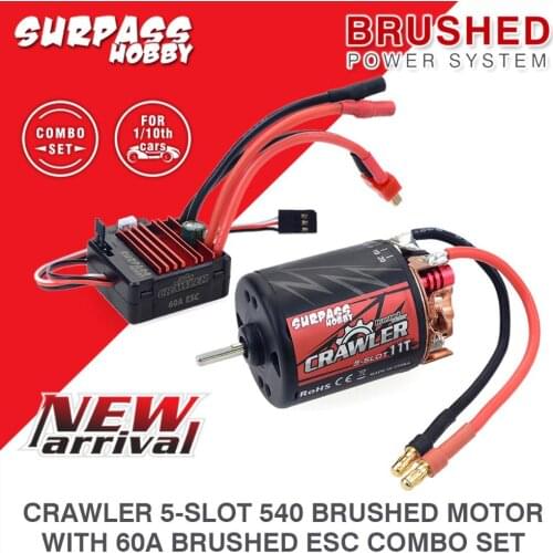 SURPASS HOBBY 5-Slot 540 11T 13T 16T 20T Brushed Motor Waterproof with 60A ESC for tamiya Kyosho TRAXXAS WLtoys 1/10 RC Car