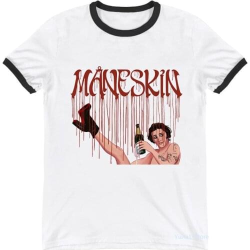 Damiano David Maneskin Fan Art Star MÅNESKIN Graphic Print T-Shirt Women Vogue Hip Hop Tshirt Femme Harajuku Shirt Streetwear