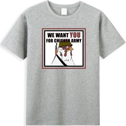 Cartoon Funny Rooster Men T-shirt We Want You For Chicken Army T-shirts Male 2021 Summer Cotton T Shirt Mens Harajuku Street Top