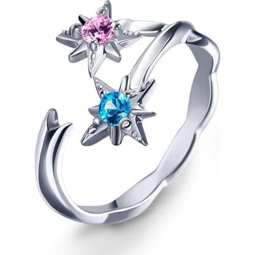 Hot Anime Your Name Kimi no Na wa taki Miyamizu Mitsuha Silver Color Open Ring Gifts for Women Girls Lovers Wedding Statement