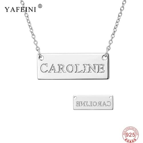 Custom Personalized Choker Necklaces 925 Sterling Silver Customized Pendant Bar Nameplate Necklace Fashion Jewelry For Women Men