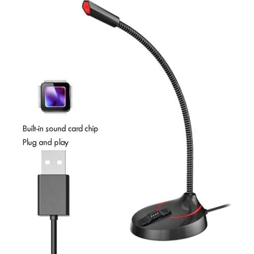 USB/3.5mm Computer Microphone, Plug &Play Desktop Omnidirectional Condenser PC Laptop Microphone, Switch Button for Games
