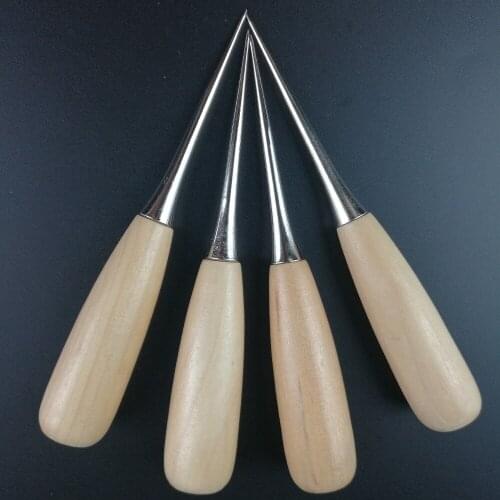 Leather Wood Handle Awl Tools for Leathercraft Stitching Sewing 5Pcs Cloth Awl Tool Sewing Hole Punching Leather Handle Craft