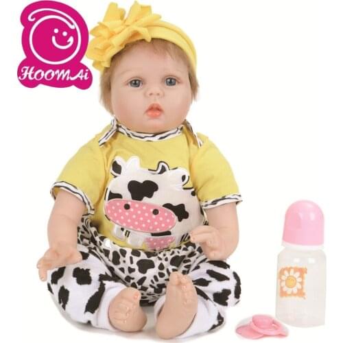 Newborn Baby Girl Doll Toy 22'' 55cm Realistic Curved Hair Reborn Dolls Cloth Body Alive bebe Boneca Kids Birthday Xmas Gift