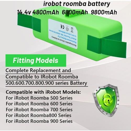 2021 14.4v 4.8Ah/6.8Ah/9.8Ah/ Lithium Rechargeable Battery For iRobot Roomba 500 600 700 800 Series 560 620 650 700 770 780 880